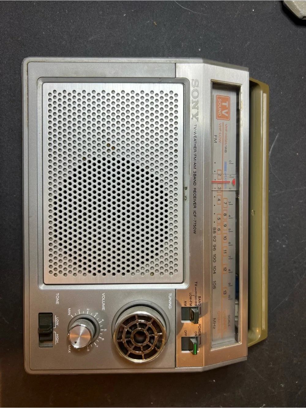 SONY TV Weather FM AM 3 Band Radio Receiver ICF-7750W AC/Battery Power - Vintage